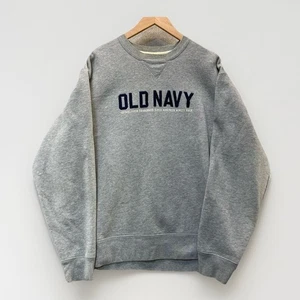 Sudadera Pullover Gris De Colección Y2K Antigua Azul Marino Bordada Cuello Redondo Deletrear XL - Imagen 1 de 10