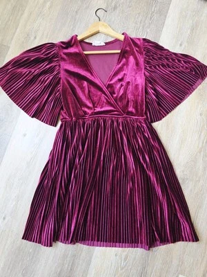 Loveriche Women's Velvet Burgundy Short Dress Red Wine Size S - Image 1 of 4