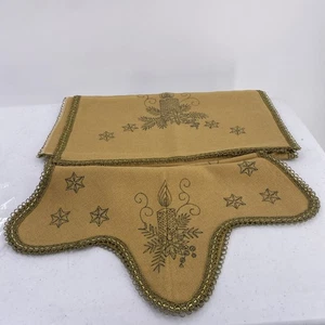 Lindhorst Silver Star Candle Stamped Runner & Doily For Embroidery Germany Vtg - Picture 1 of 9