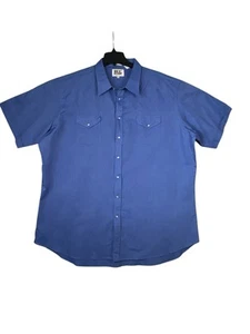 Sly Cattleman Tall Men Blue Pearl Snap Short Sleeve Western Cowboy Shirt 20 - Picture 1 of 3