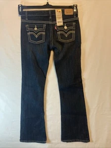 Girl's Levi's Size 10 Regular Boot Cut Blue Jeans 715 Floral Button Stretch Dark - Picture 1 of 17