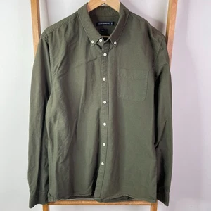 French Connection Button Up Shirt Mens Extra Large Green Slim Fit Cotton Casual - Picture 1 of 10