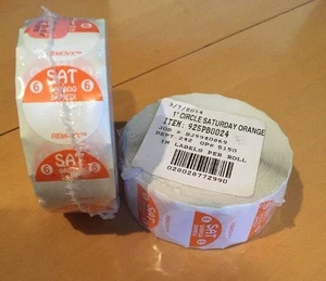1" Circle Saturday Orange Labels 2rolls - Picture 1 of 1