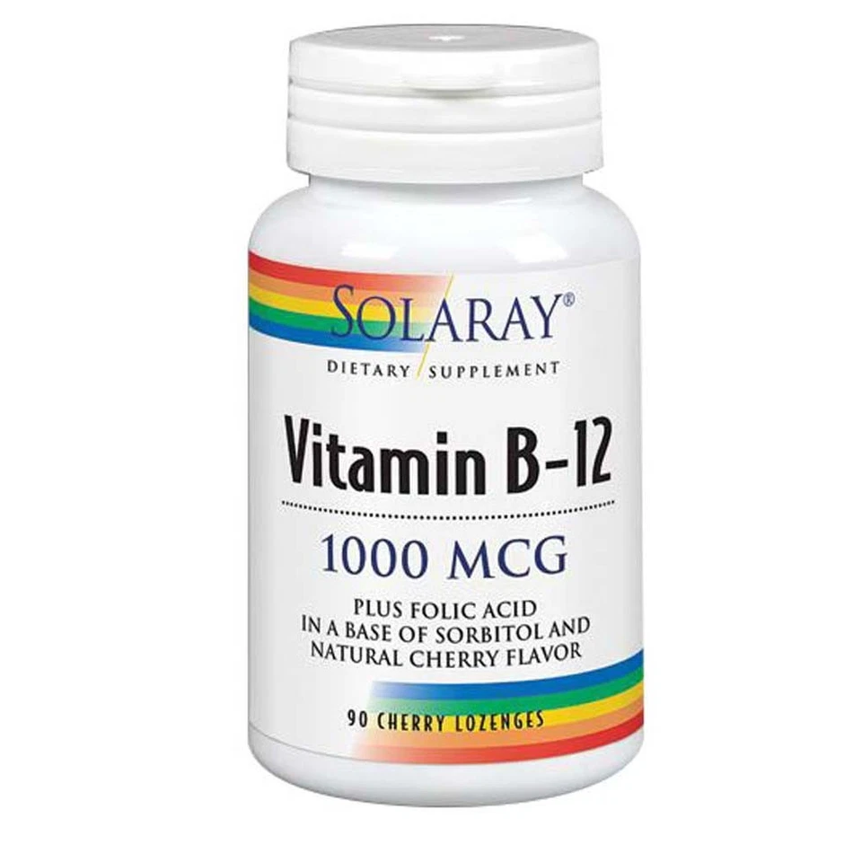 Vitamina B-12 con pastillas de ácido fólico cereza natural 90 Foto 1 de 1
