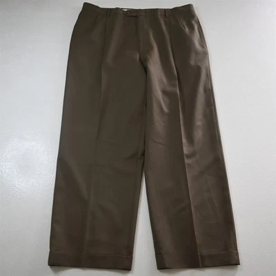Pantalones de vestir clásicos con puños plisados de lana marrón tostado Austin Reed 34x29 para hombre Foto 1 de 4