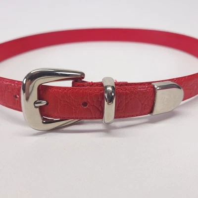 Cinto de couro Taylor 26 28 30 M estampa de crocodilo jacaré vermelho 1198 vintage - Imagem 1 de 4