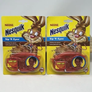 Juego de 2 vasos de pajita Nestlé Nesquik Sip 'R Eyes rojos nuevos - Imagen 1 de 3