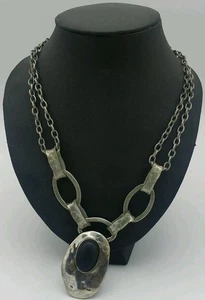 Vintage Costume Jewelry Necklace with ovals & stone Is it Silver? unknown UK ⭐⭐⭐ - Picture 1 of 7