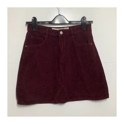 Falda de Pana Denim Co Borgoña Talla Uk 10 38 Eur 6 Estados Unidos 100% Algodón Foto 1 de 4