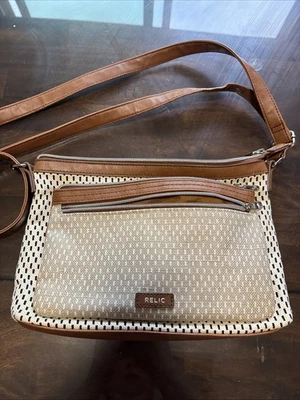 Relic Black And White Circle Patterned Crossbody Purse Faux Leather  - Image 1 of 4