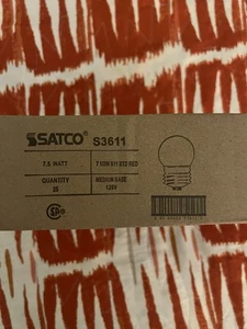 Satco 7.5 Watt S11 STD Red Bulbs - Picture 1 of 3