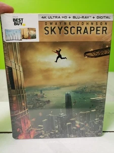 SKYSCRAPER (4K BLU-RAY) STEELBOOK! ~BEST BUY EXCLUSIVE! OOP! NEW! FAST SHIPPING! - Picture 1 of 3