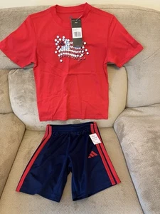 ADIDAS Boys 2 piece T-Shirt & Short Set Size 7 NWT - Picture 1 of 5