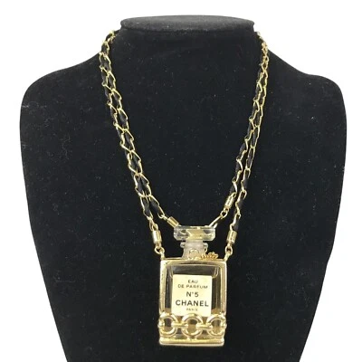 Collar vintage CHANEL Nº5 cadena perfume oro con perfume Foto 1 de 4