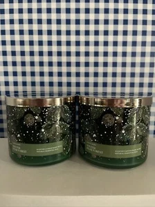 2X (Two) ~ Bath & Body Works ~ WINTER PEAR FOREST ~ Three 3 Wick Candle - Picture 1 of 2