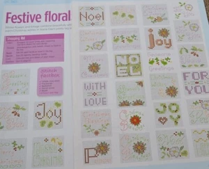 Festive Florals & Greetings Christmas Gift Present Tags Cross Stitch Chart Only - Picture 1 of 1