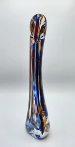 Vintage Art Glass Rainbow Swirl Multicolored Vase sculpture Murano? 13.5” slung - Picture 1 of 13