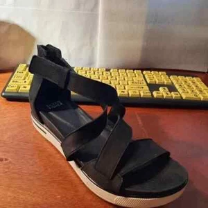 Eileen Fisher Damen-Plateausandale schwarz Story Größe 9/7,5 einmal getragen Top-Zustand - Bild 1 von 5