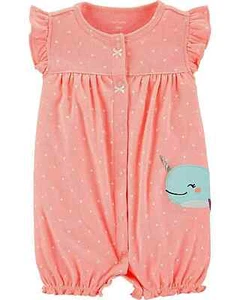 3E Neu mit Etikett {Neugeborene oder 12M} Carters Mädchen NARWAL Sonnenanzug Strampler Shorts Outfit - Bild 1 von 3