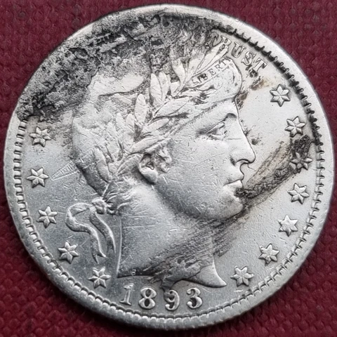 1893 O Barber Quarter 25c Better Grade XF Details #60273 Cover