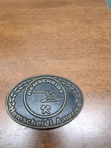 Vintage Hemscheidt America Solid Brass Belt Buckle Dyna Provo Utah 3.5" x 2-3/8" - Picture 1 of 2