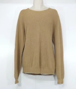 ZARA Mens Beige Crew Neck Jumper Thin Chunky Knit COTTON Relaxed Fit Size XL - Picture 1 of 3