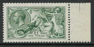 Sg 404 Spec N72 (3) £1 stumpf blau-grün Wasserniedrig Seepferdchen UNMONTIERT NEUWERTIG - Bild 1 von 1