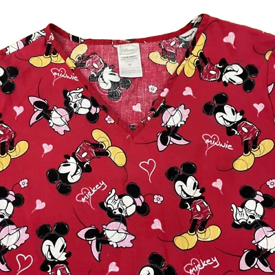 Disney Микки и Минни-Маус женщин скраб верхний средний передние карманы красный  - Изображение 1 из 4