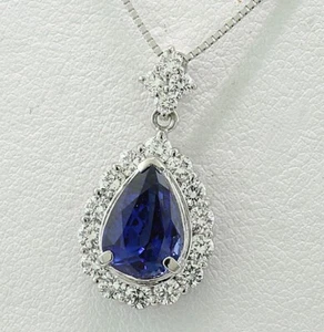 Zaffiro Brillante Rimorchio 3,43 CT " Blu Reale " Platino Unikat Valore Nuovo - Foto 1 di 4
