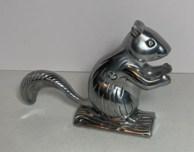 Vintage Squirrel Nutcracker Cast Aluminum Silver Colored Cute Animal Folk - Image 1 of 4
