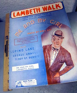 1937 Me and my Girl, partituras vintage gran arte de portada, Noel Gay, Lambeth Walk - Imagen 1 de 4