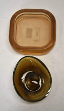 Lot of 2 H&M Glass Tray & Soap Dish Brown/Dark Brown Finish Home Decorations