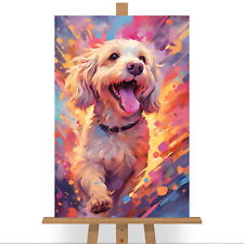 Cute Cockapoo Puppy Dog  Cockerpoo Paint Splash Canvas Print Picture Gift Art