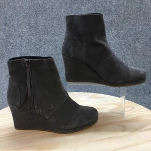 Toms Boots Womens 11 Desert Gray Lace Up Round Toe Comfort Wedge Heels 300415 - Picture 1 of 19