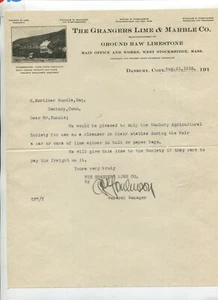 Vintage Illustrated Letterhead GRANGERS LIME & MARBLE Danbury CT 1915 - Picture 1 of 1