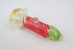NEU Kunstglas mundgeblasene Tabakpfeife rot/weiß/grün/gelb - Bild 1 von 4