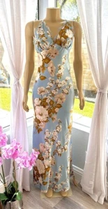 Reformation Maysen Silk Dress Size 6 Serene Light Blue Spaghetti Strap Maxi $448 - Picture 1 of 11
