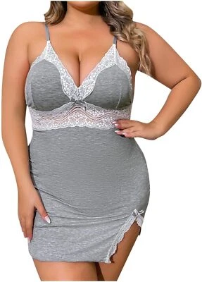 Sexy Ropa de dormir de encaje suave talla grande Pijamas Camisón Lencería Ropa de dormir para mujer Foto 1 de 4