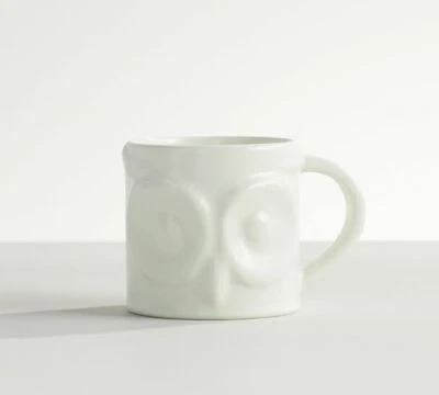Juego de 4 tazas de café Pottery Barn mate marfil búho gres otoño Acción de Gracias Foto 1 de 4