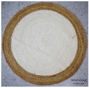 Rug round natural jute braided jute area rug rustic look rug, India rug carpets