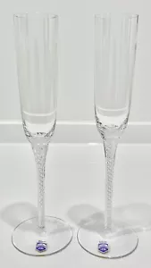 Rare paire de flûtes à champagne MURANO CENEDESE Vitri AIR TWIST TIGE 11 5/8" années 50 - Photo 1/5
