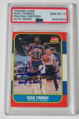 Isiah Thomas PISTONS HOF Signed Autograph 1986 Fleer Rookie Card 109 PSA 10 Auto - Image 1 of 4