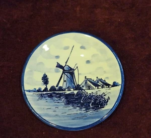 Delfts Blauw Holland Trinket Plate or Coaster Windmill - Picture 1 of 3