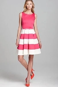 Kate Spade New York Hot Pink Farbblock Streifen Celina Skater Flare Kleid - 12 - Bild 1 von 12