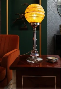 Vintage Art Deco Italian Millefiori Hand-Cut Glass & Chrome Table Lamp – c.1930s - Picture 1 of 20