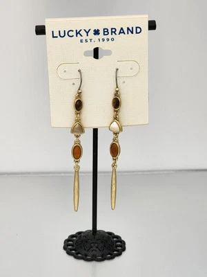 ¡Nuevo! Pendientes colgantes multipiedra tono dorado LUCKY BRAND precio de venta sugerido por el fabricante $35 ¡ENVÍO GRATUITO A $! Foto 1 de 4