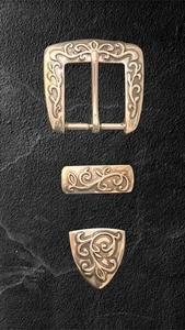 Viktorianisches Design 3-teiliges 1,25 Zoll breites Leder Gürtelschnallen-Set - Bild 1 von 11