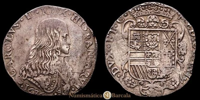 Carlos II Filippo (27,85 gramosg) 1676 Milán (MIR. 387/1)(Tauler-3101) MBC+/EB - Image 1 of 3