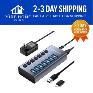 7-Port USB 3.1 Hub with Independent Switches for Optimal Device Management - Picture 1 of 10