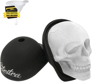 Extra Large 3D Skull Ice Mold Silicone Skull Chocolate Jelly Molds Trays with Fu - Picture 1 of 8